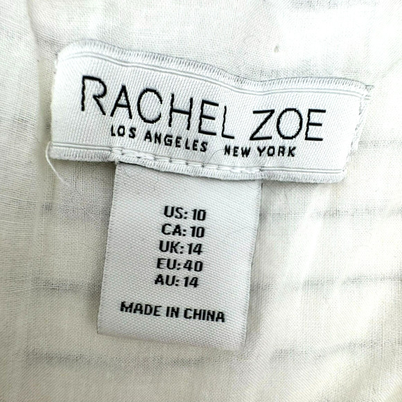 RACHEL ZOE Womens 10 Linen Sleeveless Jumpsuit Romper White Black Stripe Pockets - Picture 7 of 10